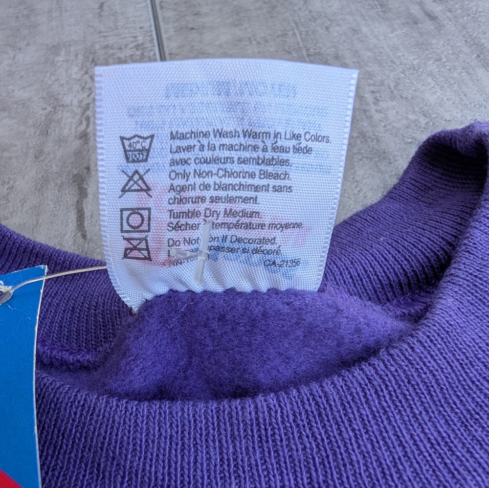 Vintage LSU Tigers Purple Yellow Tiger Hanes Crewneck Sweatshirt Medium NOS NWT - Picture 8 of 9